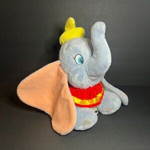 Vintage Disney Collectible Dumbo Plush Toy w/ RARE Grey Vest & Yellow Hat 12"